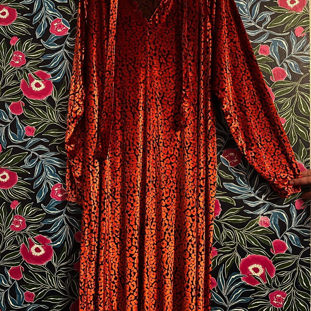 ASOS Orange Long Sleeve V-Neck Gown